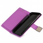 Wholesale iPhone Xr 6.1in Multi Pockets Folio Flip Leather Wallet Case with Strap (Purple)